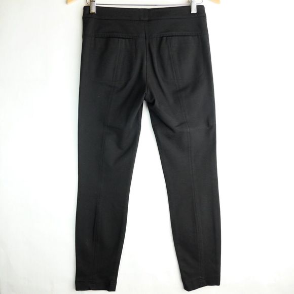 VINCE Pants 4 Pleated Trouser Skinny Mid Rise Zip Pockets Viscose Ponte Black - Picture 5 of 10